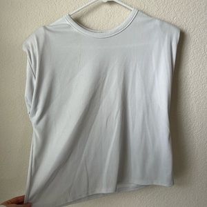 Ribbed Shoulder Pad White T Shirt